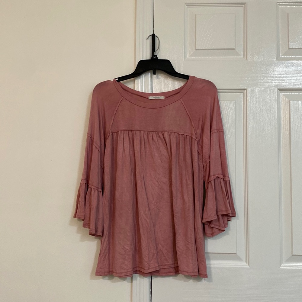 Pink Flowy Quarter Sleeve Blouse